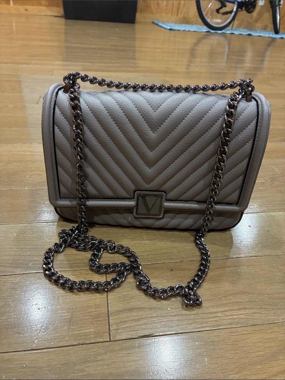 Victoria's Secret Taupe Quilted Chain-Shoulder Bag